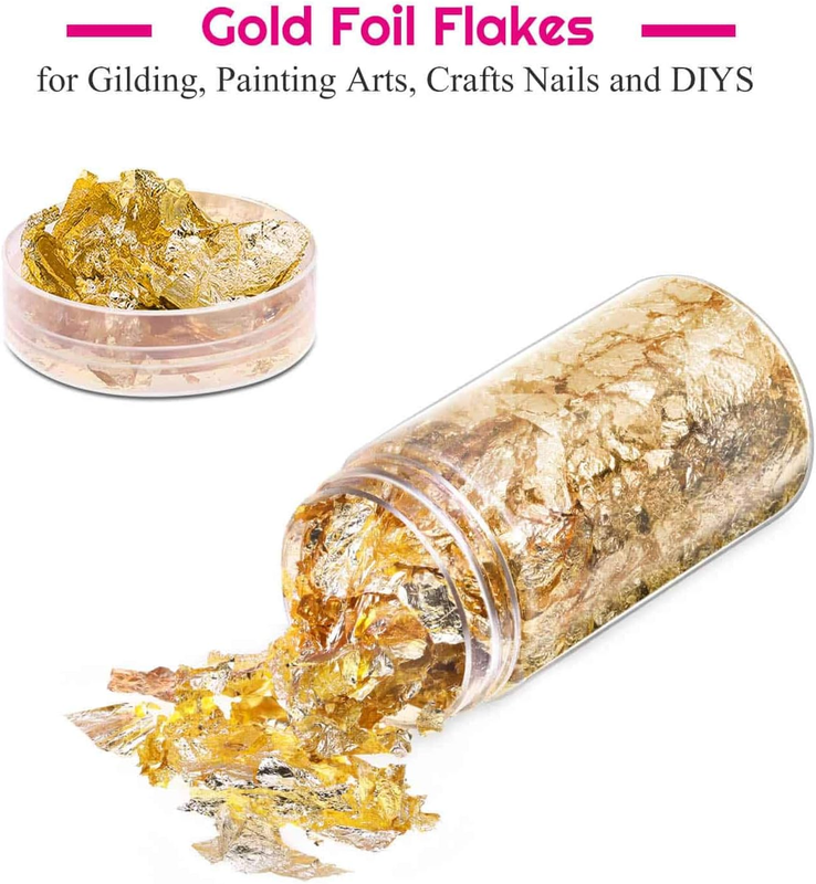 Gold Flakes for Resin,  15 Grams Gold Foil for Nails, Gold Foil Flakes Imitation
