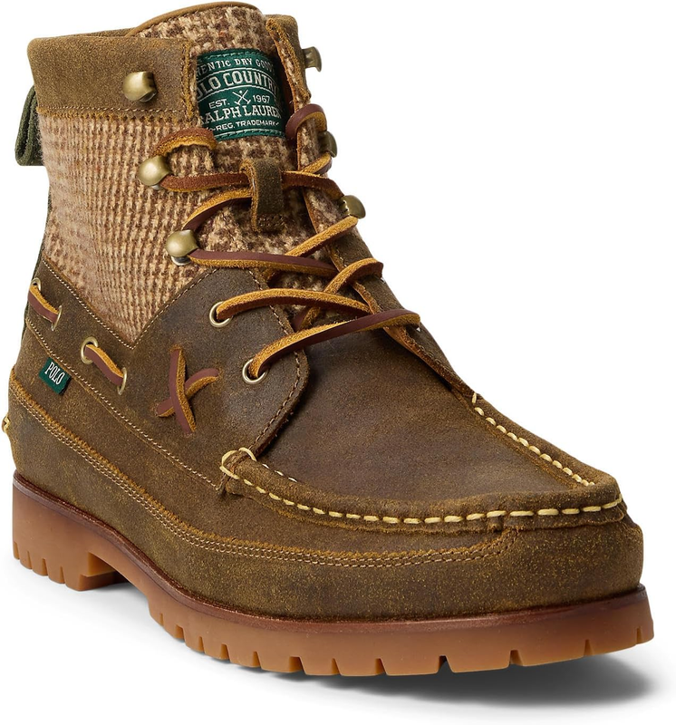 POLO RALPH LAUREN mens Ranger Mid Suede & Wool Tweed Boot