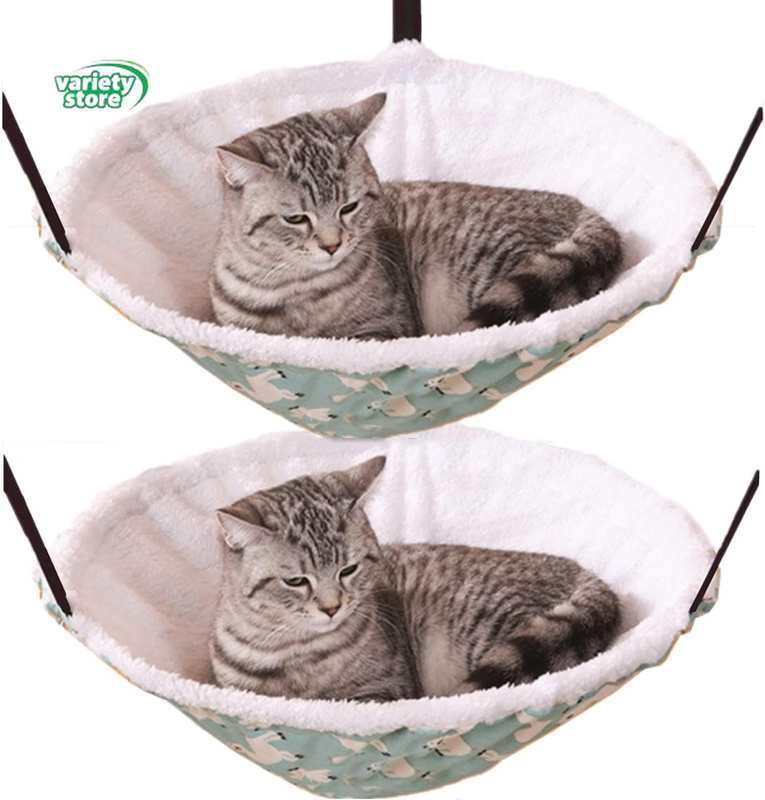 2-Pack Cat Hammock Lounge Cat Hanging Bed for Cage Kennel Chair with Metal Frame