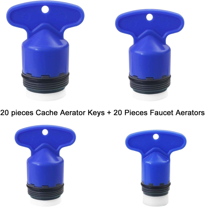 Weimeet 20 Pieces Cache Faucet Aerator Key Removal Wrench Tool with 20 Pieces Fa