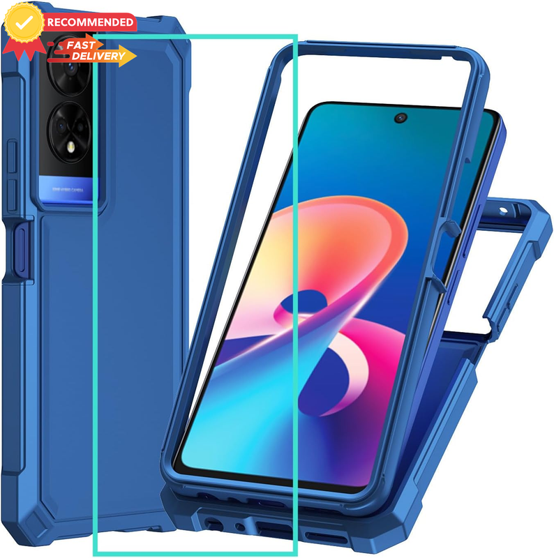 TCL 50 XE 5G Case, Glass Screen Protector, Slim Shockproof Bumper, Blue