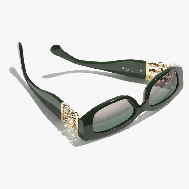 Chanel Khaki & Green Oval Sunglasses CHANEL 5544 53mm New w