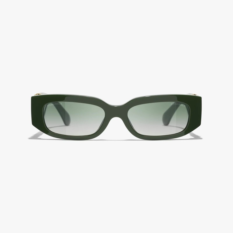 Chanel Khaki & Green Oval Sunglasses CHANEL 5544 53mm New w/Box