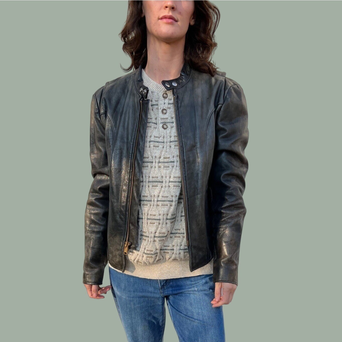 ジャケット・アウター 80s unknown lether jacket talon Vintage 80s Leather Motorcycle Biker Style Talon Zip Up