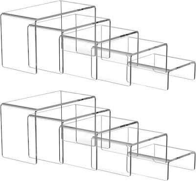 Ouskr Acrylic Risers for Display, 10 Pcs Acrylic Display Riser, Clear Display St