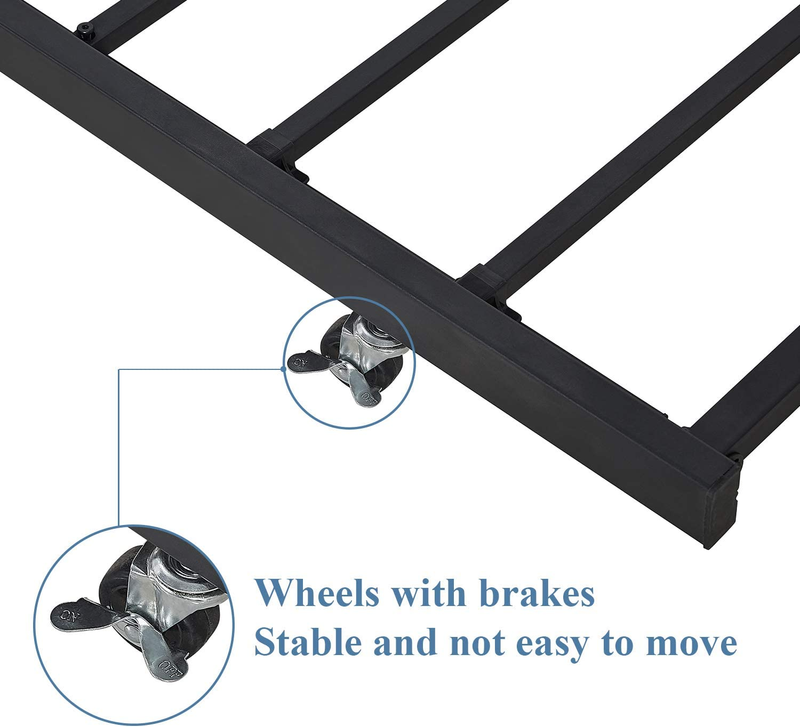 Twin Trundle Bed Frame Only/Roll Out/Enhanced & Up-Graded Metal Slats Support, B