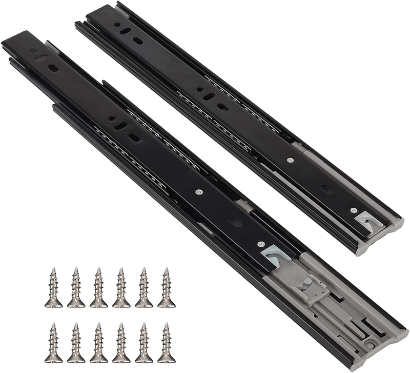 2 Pair 10 Inch Soft Close Drawer Slides, Black Full Extensio