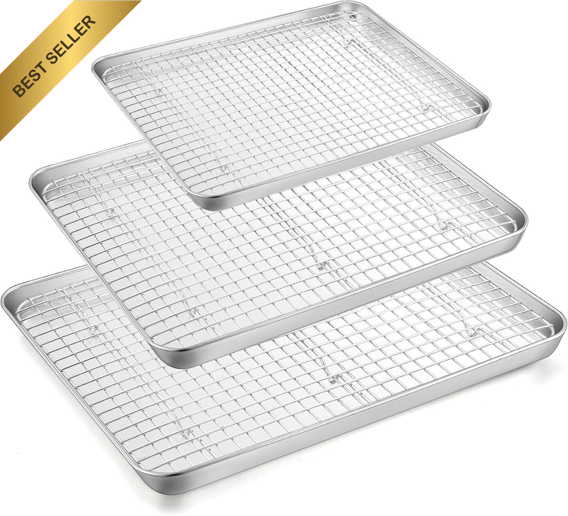 Stainless Steel Baking Sheet with Rack Set, 40.5/31.5/26.5 Cm Cookie Sheets & Co