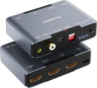 8K@60Hz HDMI Splitter 1 in 2 Out, HDMI 2.1 Splitter Supports 4K@120Hz, EDID, 3D
