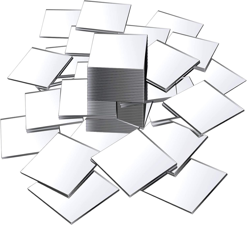 50 Pieces Mini Size Square Mirror Adhesive Small Square Craft Mirror Tiles for C