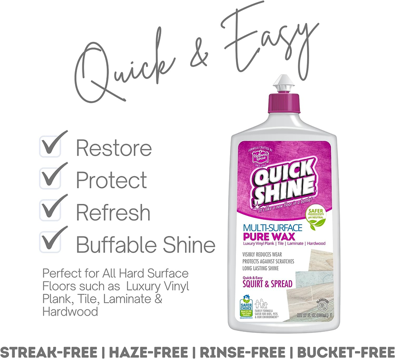Pure Floor Wax, 27Oz, Buffable Waterproof Finish for Regular and Hardwood Floors
