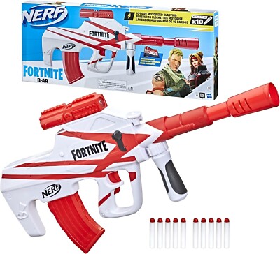 NERF Fortnite B-AR Motorized Dart Blaster 10-Dart Clip 10-Elite Darts BRAND NEW