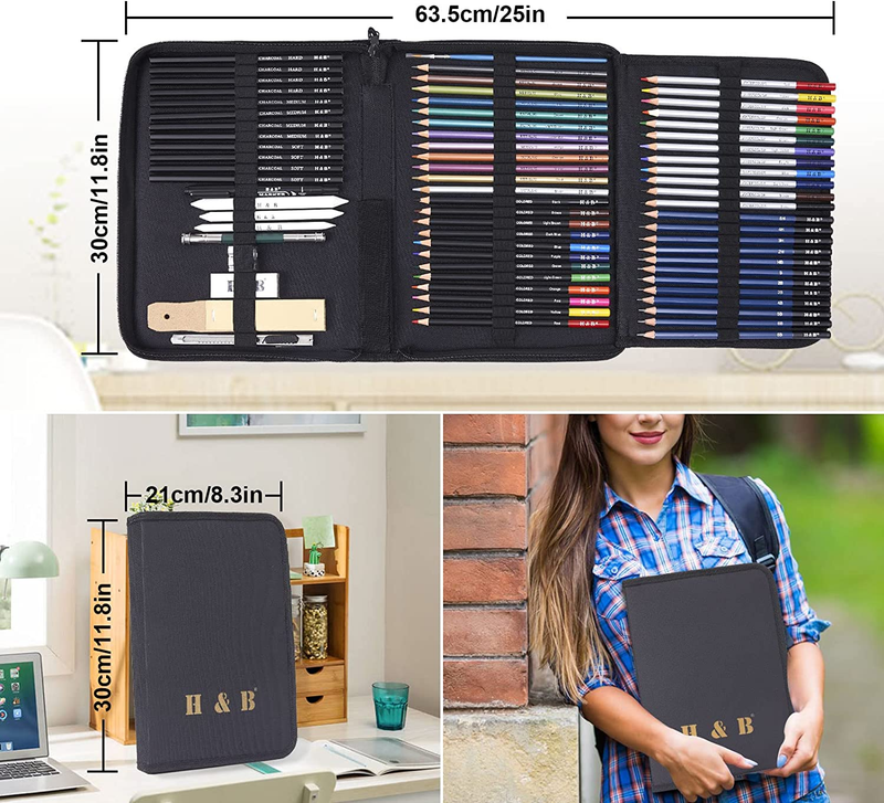 Drawing and Sketching Colored Pencils Set 72PCS, Art Supplies Professional Ar...