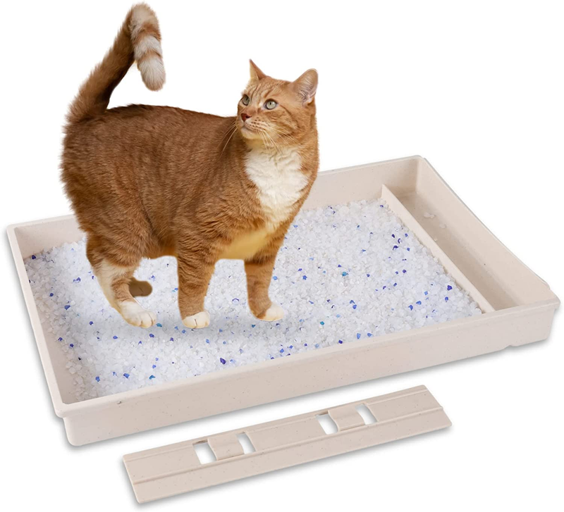 Reusable Self-Cleaning Cat Litter Box Tray Refills with 4.5LB Crystal Cat Litter