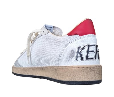 Pre-owned Golden Goose Men's Shoes Vintage Ball Star Leather 82709 Black Red-blue In White + Red