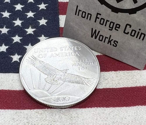 Pre-owned Handcrafted 1 oz Us Platinum Coin Ring. One Ounce Liberty Coin Choose Size Eagle