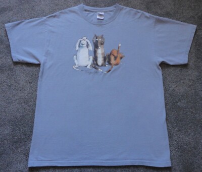 Dog See No Evil Hear No Evil Cat Don't Give a Adult Large T-Shirt 2011 Reynolds