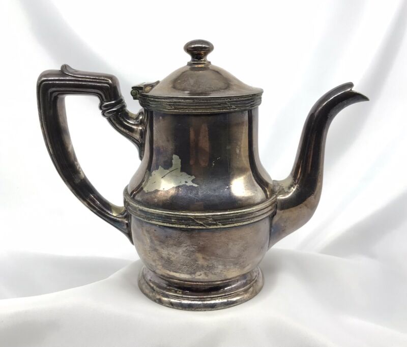 Antique Gorham Silver Soldered Individual Engraved Coffee Pot