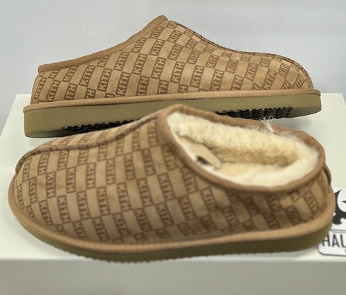 Pre-owned Kith Mas Monogram Shearling Slippers | Men's Size 11 / 45 Eu | Khm200001-209 In Loft Wheat