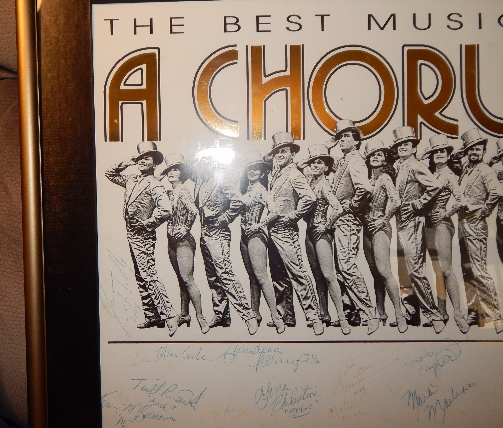 A Chorus Line Tour Cast Signed Print Framed 16 Autographs Rare Broadway Musical