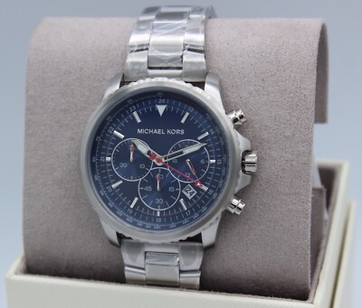 NEW AUTHENTIC MICHAEL KORS THEROUX SILVER BLUE CHRONOGRAPH MEN'S MK8641 WATCH