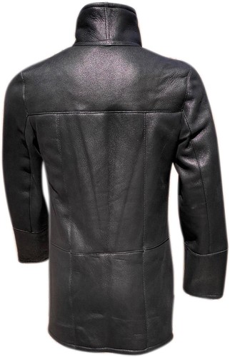 Pre-owned Shearling Sheepskin  100% Leather Trench Long Jacket Lambskin Coat Usa Sizes In Black