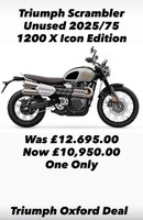 Unused 2025/75 Triumph Scrambler 1200 X Icon Motorcycle  - Save £1,745.00 