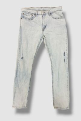 $70 Levi's Men's Blue 512 Distressed Slim Taper Denim Jeans Pants Size W34 L32