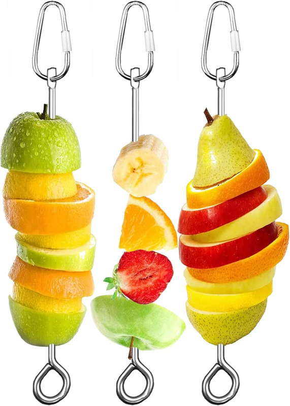 Food Holder Parrot Fruit Vegetable Skewer Bird Cage Feeder F