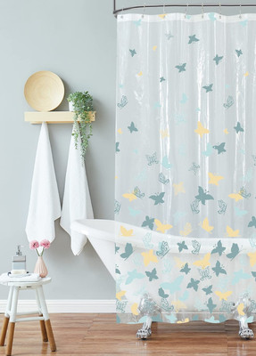 Laura Ashley - Blue Scattered Butterflies PEVA Shower Curtain, Elegant Bathroom 
