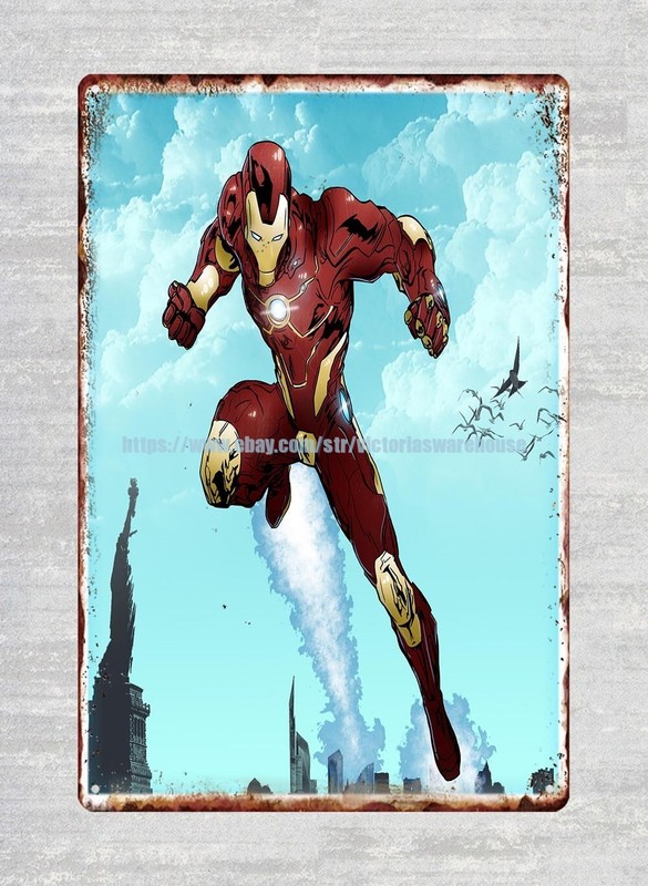 room wall decoration ideas  ironman  comics metal tin