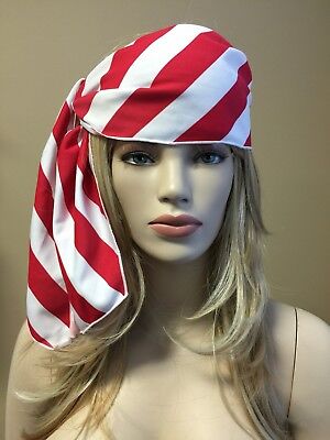 Unisex Red/White Stripe Bandana Pirate Rag Costume Head Wrap Novelty Party Favor