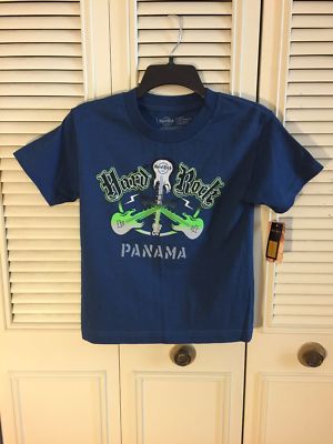 Hard Rock Cafe Youth T-shirt Size XS Panama Guitar Peace Short Sleeve Blue