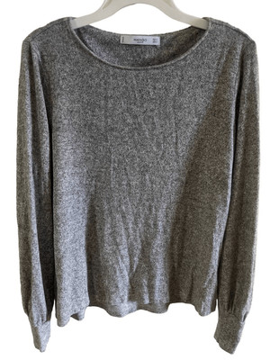 Mango Basics Gray Casual Long Sleeve Soft Loungewear Pullover Top Women's Size S