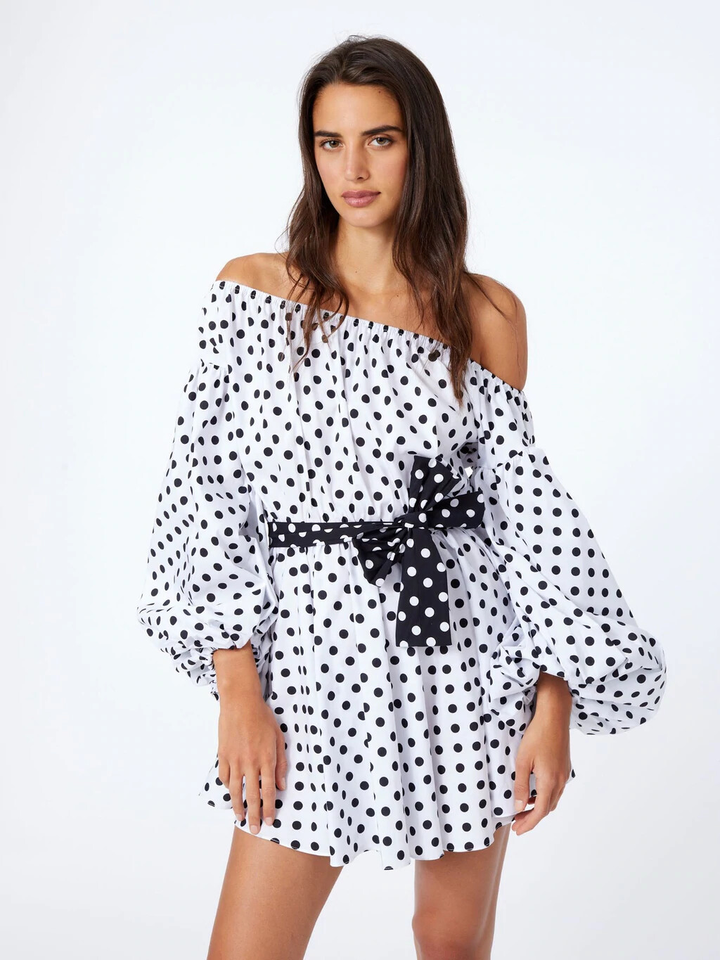 【Caroline Constas】 Polka-dotコットンブレンドクロップトップ Caroline Constas - White Women Work Top | JHROP Preloved Luxury