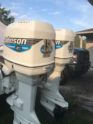 Pair of 2000 Johnson Ocean Pro 150 HP 25” 2 stroke outboard motors