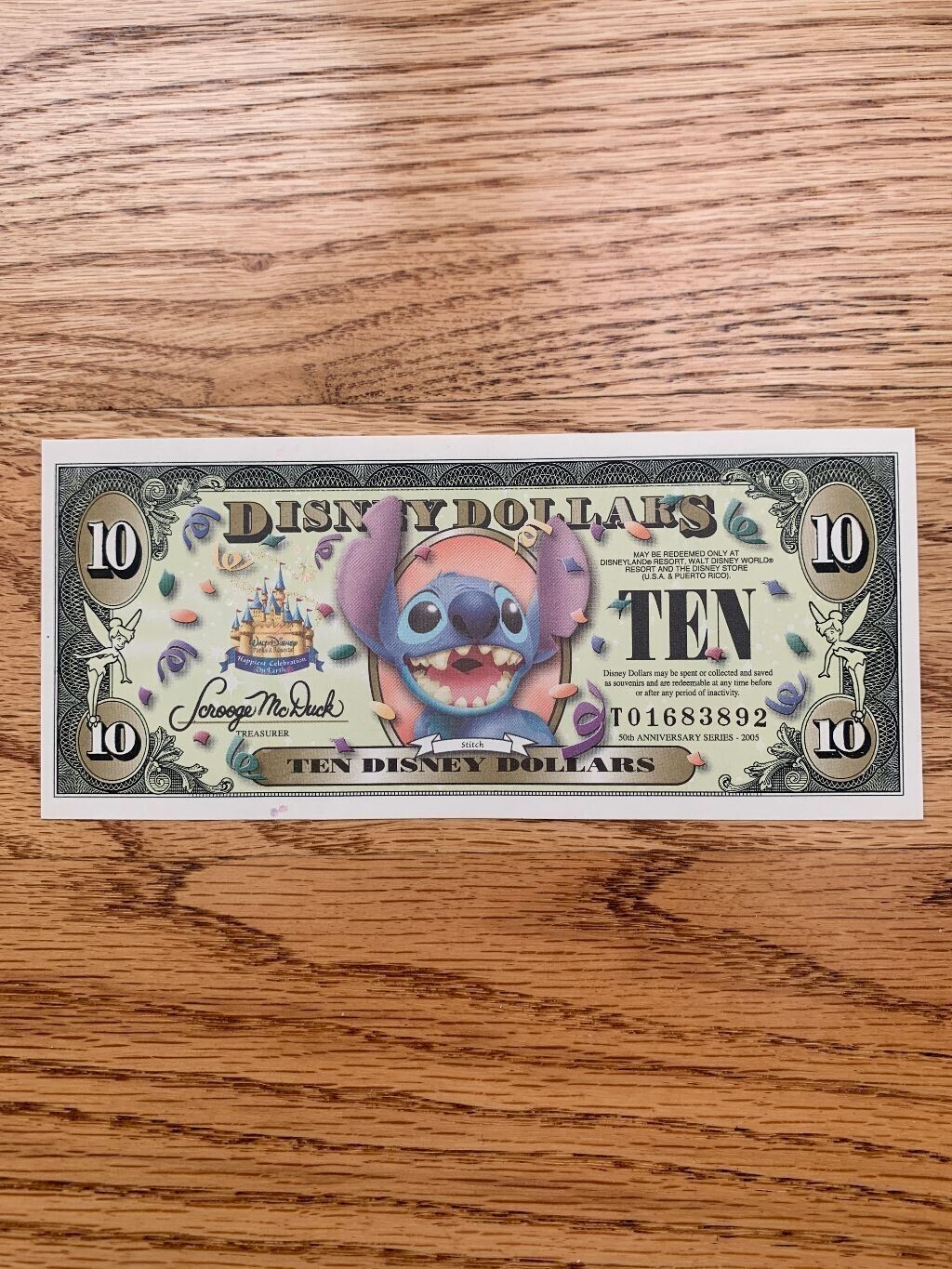 2005 T $10 Disney Dollar Bill Money Stitch With Barcode 2005 T $10 Disney Dollar Bill Money Stitch With Barcode