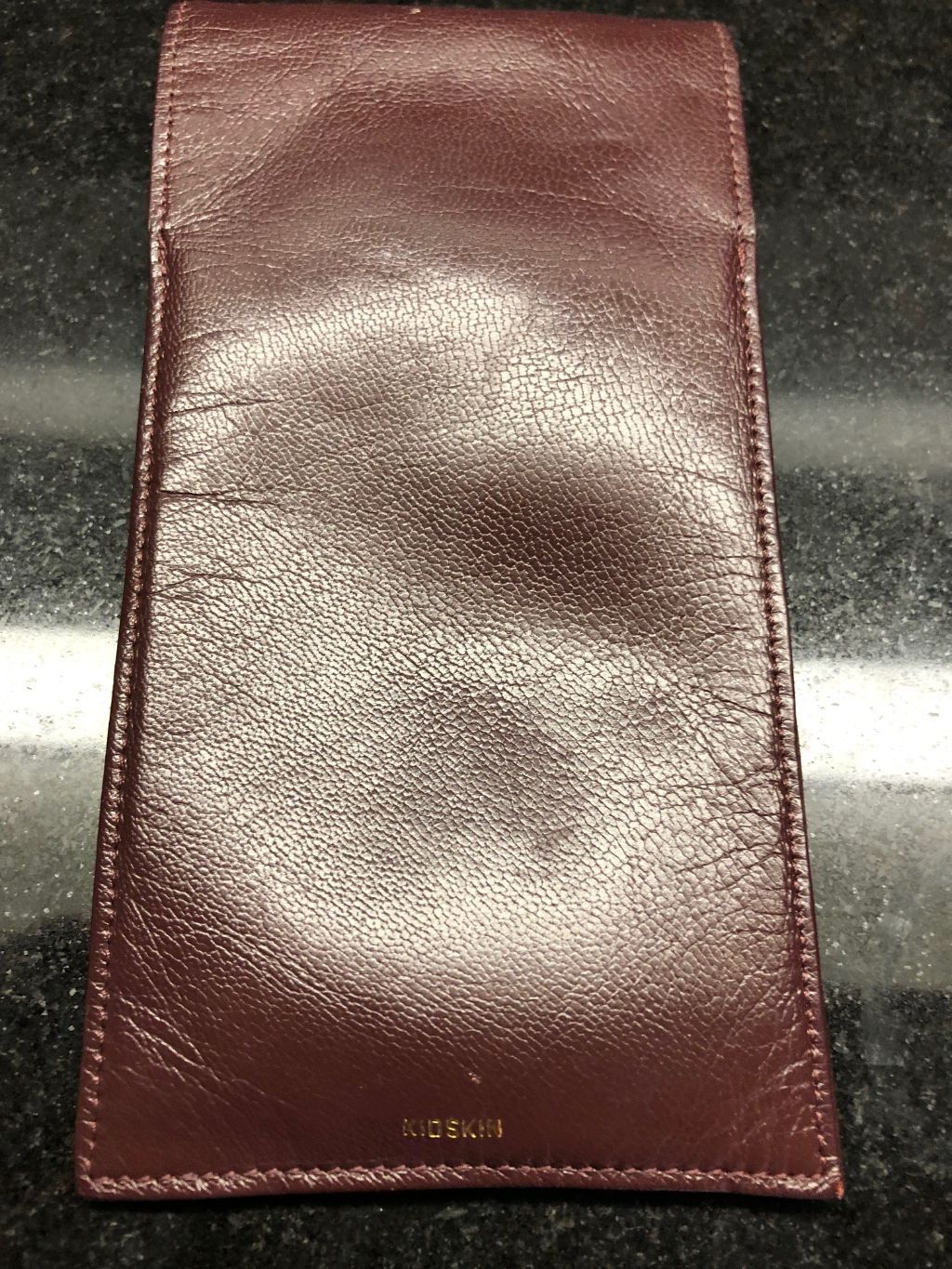 Anne Klein Genuine Kidskin Leather Eyeglass Sunglass Case w/Gold Emblem closure