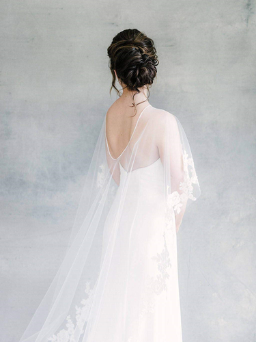 kelaixiang Charming Appliques Cathedral Length Wedding Cloak Bridal Cape