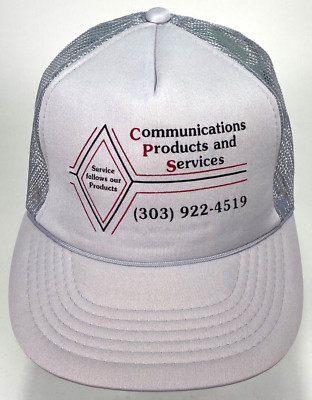 Vtg CPS (Communications Products & Service) Hat-Mesh-Grey-Snapback-Denver CO