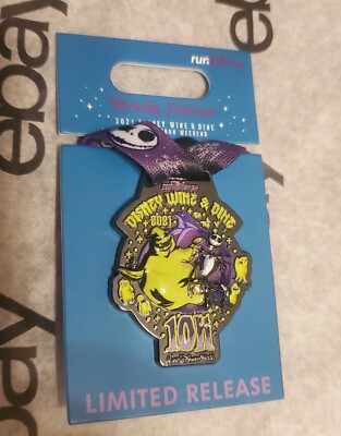 Disney 2021 RunDisney Wine & Dine Marathon Wickedly Delicious NBC 10k Medal Pin