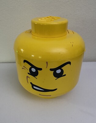 LEGO Guy Sort and Store Storage Case Large Head Yellow Mad Angry Face RARE
