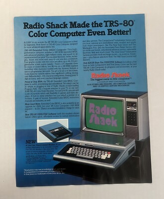 1981 Radio Shack TRS-80 Color Computer Even Better Print Ad Tube Television