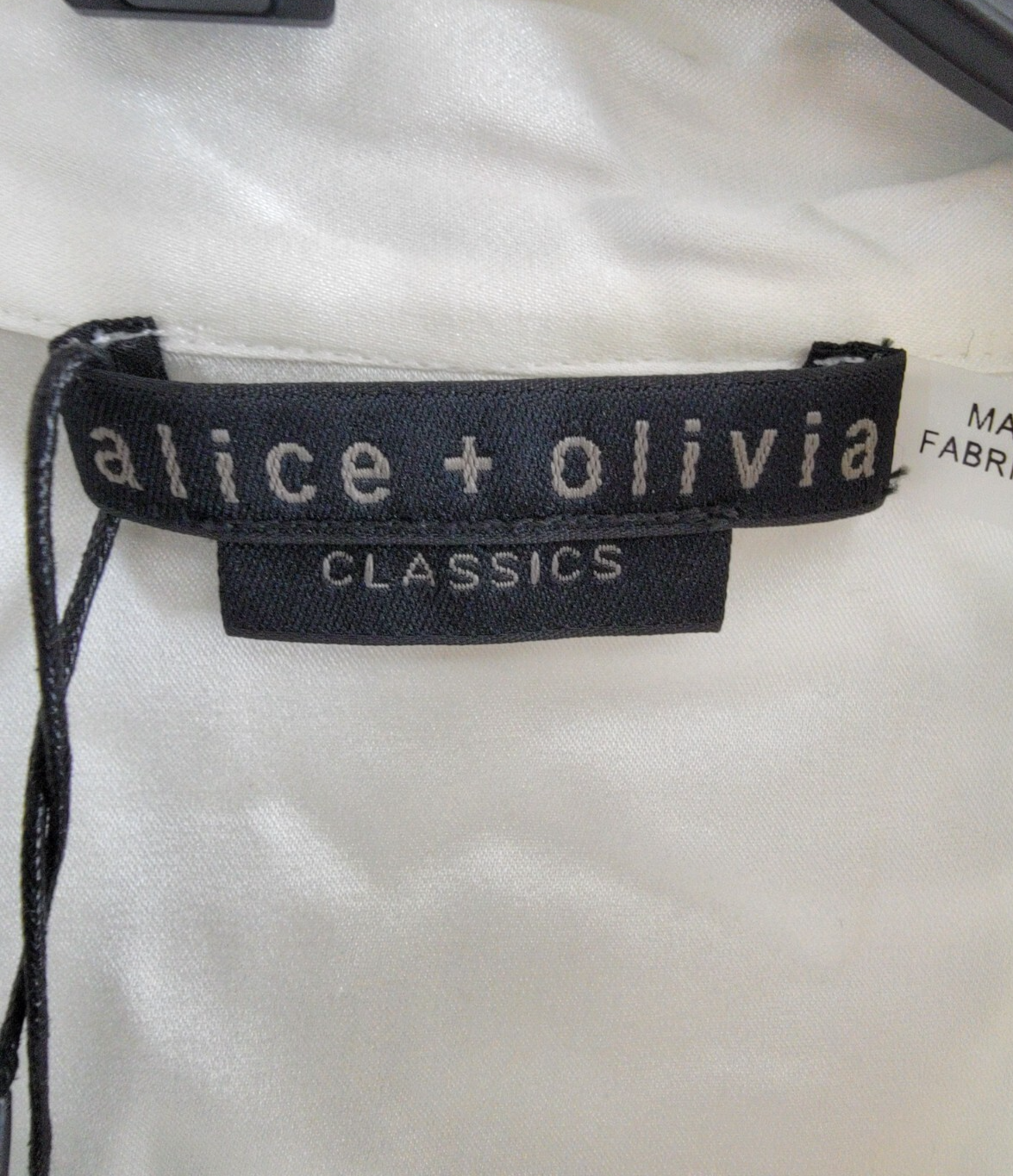 Alice + Olivia Lloyd Stretch Blouse Women's S Off White Round Neck Long Sleeves~ - Picture 12 of 20