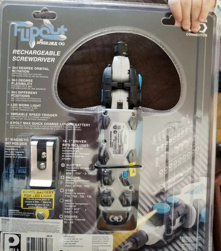 NEW! SpeedHex Flipout 8-Volt Max Cordless Driver with 18-Piece Bit Set New