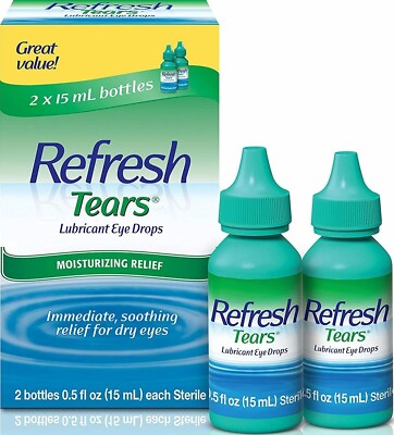 Refresh Tears Lubricant Eye Drops Moisturizing Relief 2 Bottles 0.5oz
