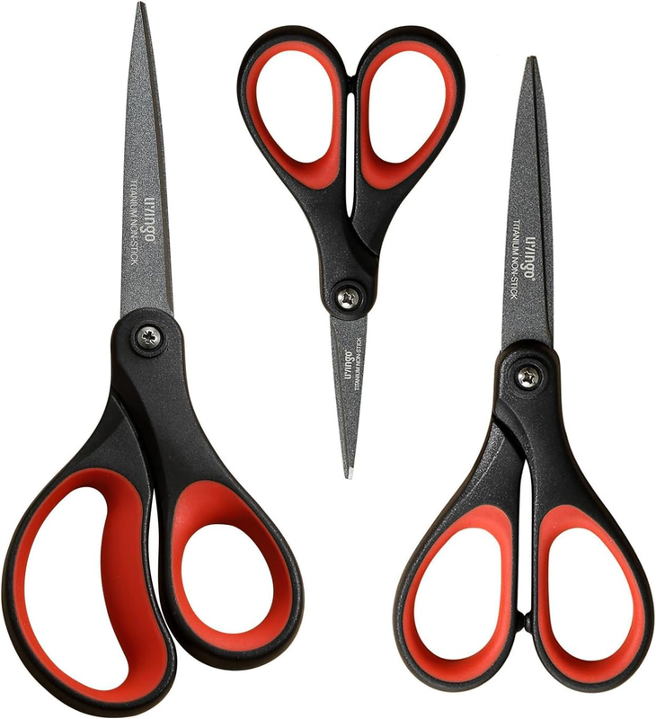 3 Pack Titanium Scissors All Purpose - Non Stick Stainless Steel Sharp Scissors