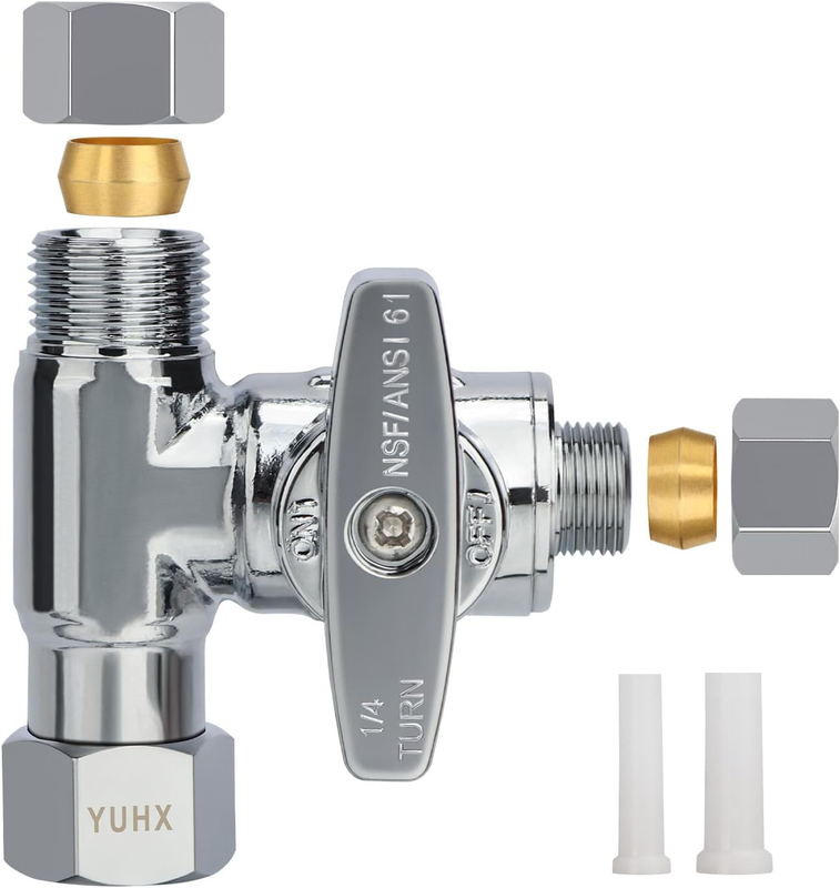 Water Line Splitter 3/8 Compression Tee for Refrigerator Ice Maker 1/4