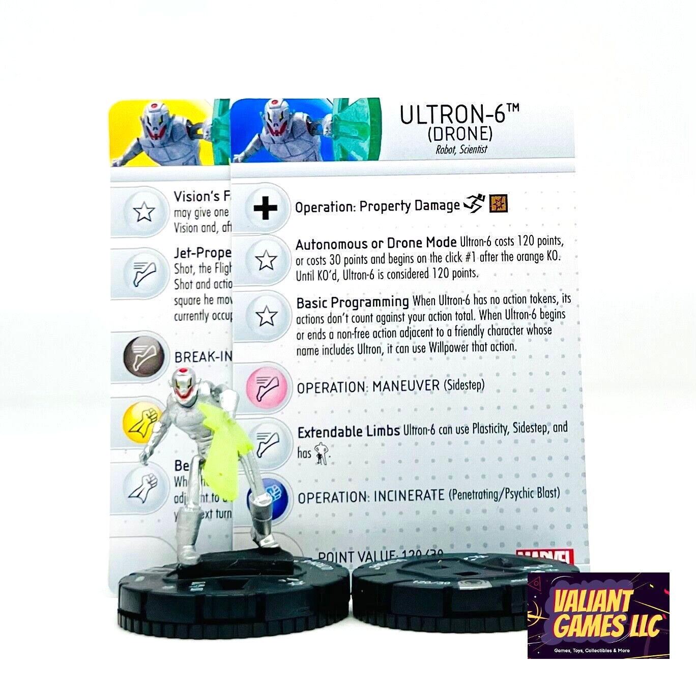 Marvel Heroclix Ultron-6 & Drone #042a & #042b w/ Cards Age of Ultron Set