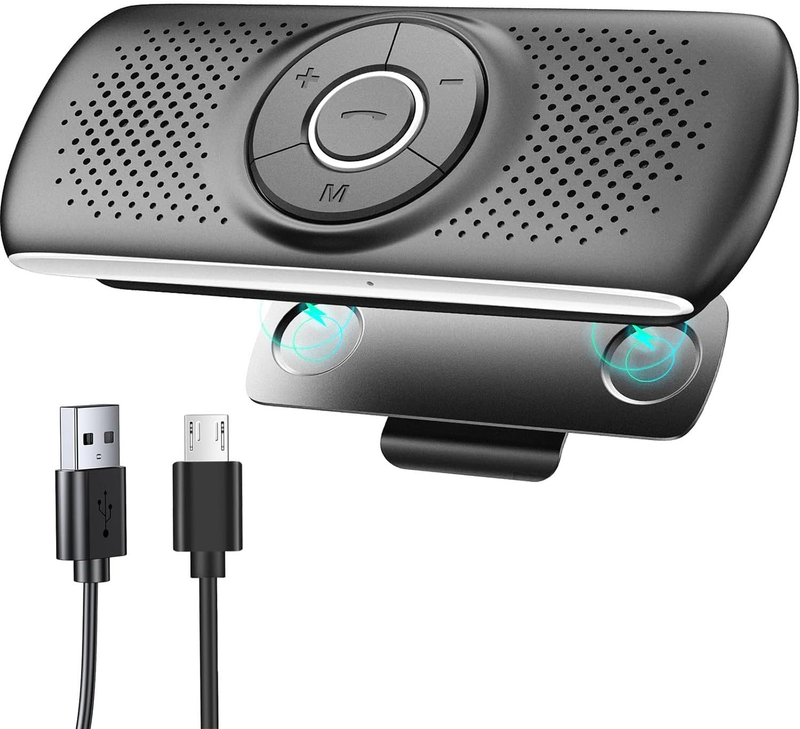 Vivavoce Bluetooth per Auto,Supporta Siri Google Assistente Comandi Vocali E L'Inserimento Della Scheda TF, Con Clip Magnetica,Connessione Automatica,Per Chiamate, GPS, Riproduzione Musicale,Ecc